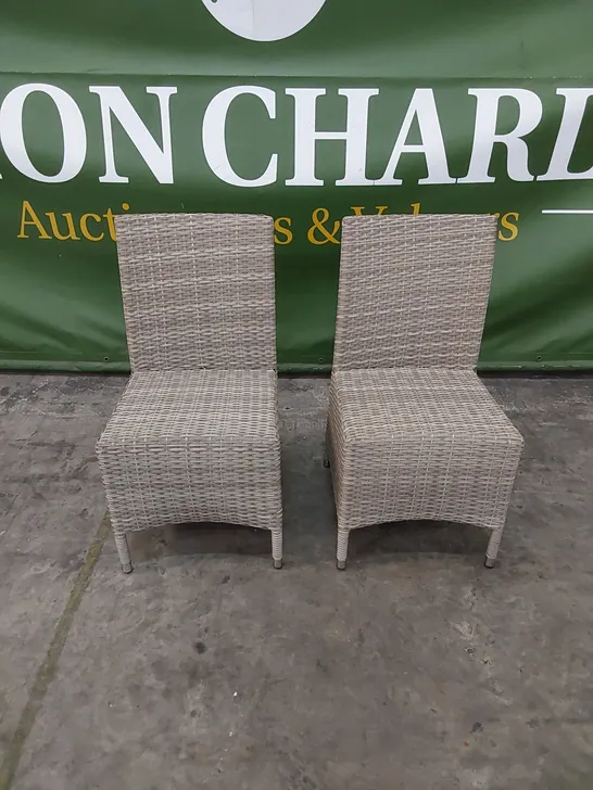 SET OF 2 DESIGNER GREY RATTAN DINING CHAIRS