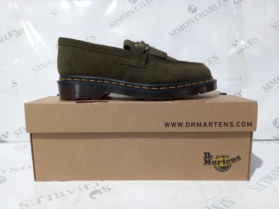 BOXED PAIR OF DR MARTENS ADRIAN SNAFFLE LOAFERS IN OLIVE UK SIZE 5
