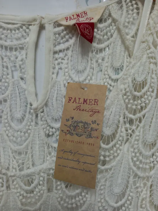 FALMER HERITAGE FLORAL MESH 2 LAYER DRESS IN WHITE - SIZE 16