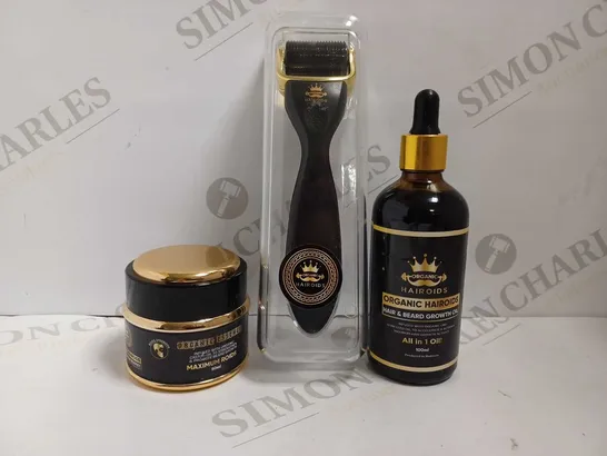 ORGANIC HAIROIDS BEARD KIT INCLUDING GROWTH OIL, BEALD BALM BUFFET AND DERMA ROLLER