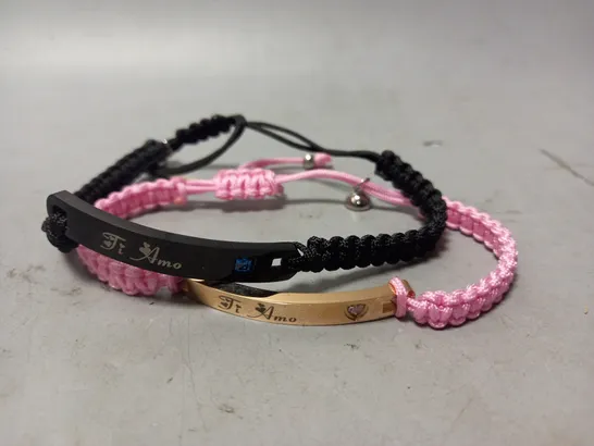 BOXED NEHZUS BRACELET DUO SET IN PINK AND BLACK