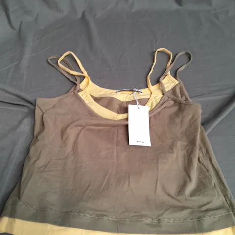 MNG LARGE DOUBLE STRAPPED TOP IN GREEN/YELLOW 