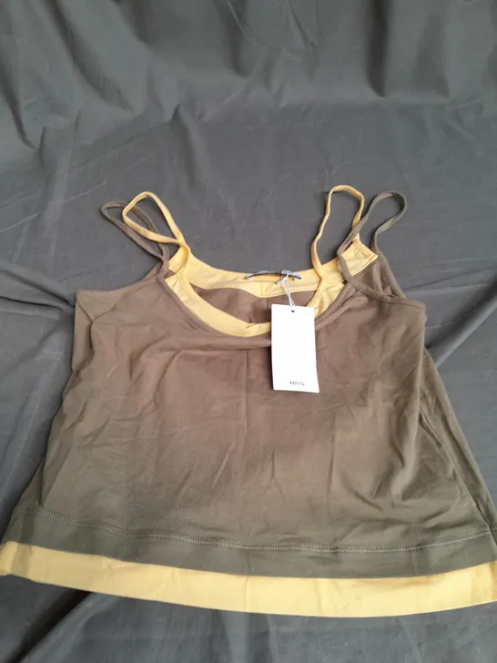 MNG LARGE DOUBLE STRAPPED TOP IN GREEN/YELLOW 