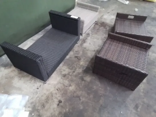 FOUR ASSORTED RATTAN COFFEE TABLES