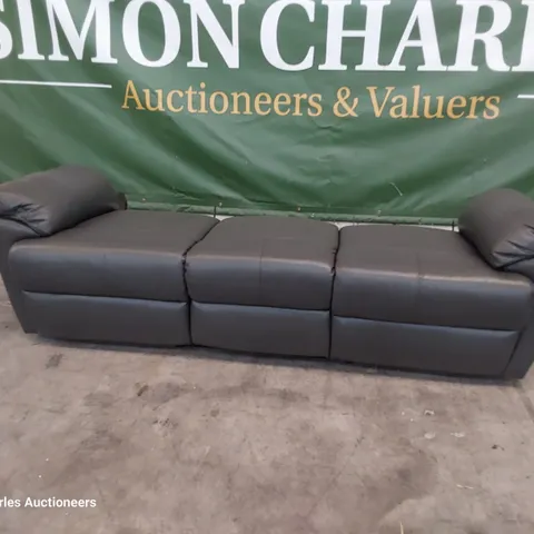 THREE SEATER MANUAL RECLINING THREE SEATER SOFA BASE GREY LEATHER 