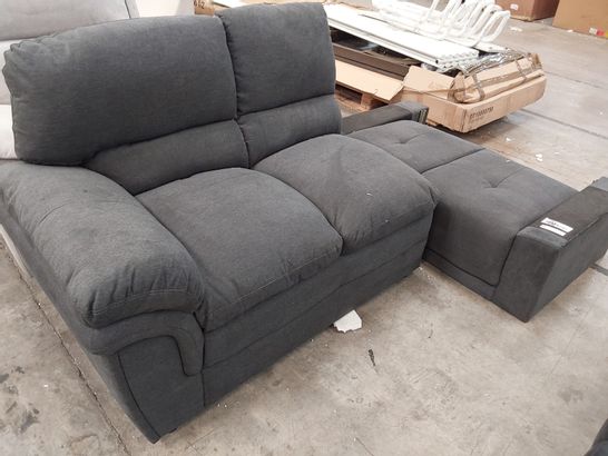 TWO CHARCOAL FABRIC TWO SEATER SECTIONS ONE NO BACK
