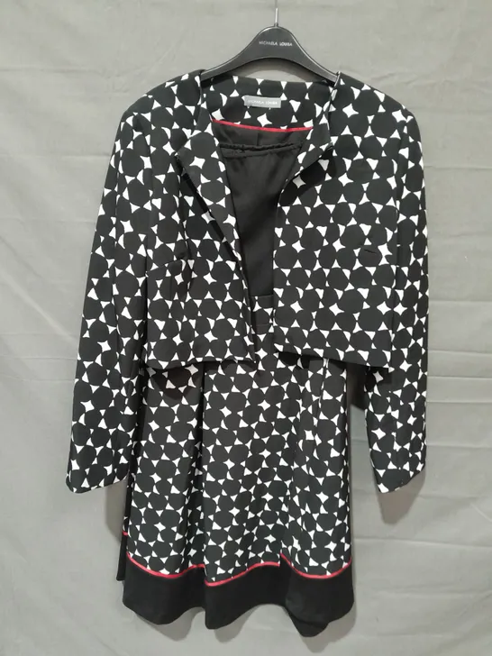 MICHAELA LOUISA PATTERNED BLACK DRESS AND SHOULDER JACKET - UK 14