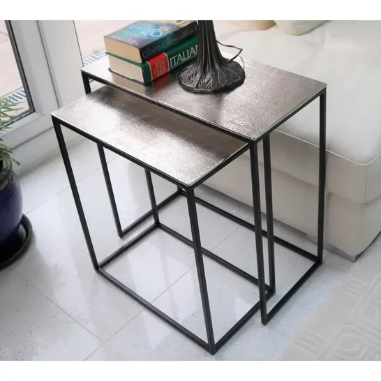 NEWSON METAL 2 PIECE NEST OF TABLES 