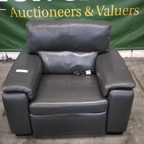 QUALITY ITALIAN DESIGNER GRADO POWER RECLINER ARMCHAIR IN CHARCOAL GREY LEATHER