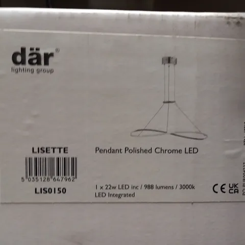 BRAND NEW BOXED DAR LISETTE LED CEILING PENDANT IN POLISHED CHROME