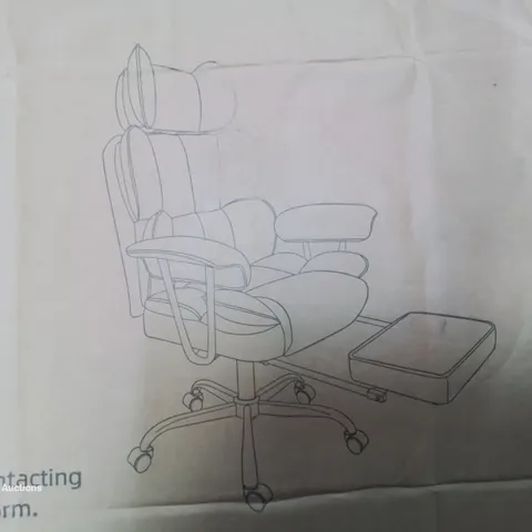 A BOXED OFFICE SWIVEL CHAIR WITH FOOT SUPPORT