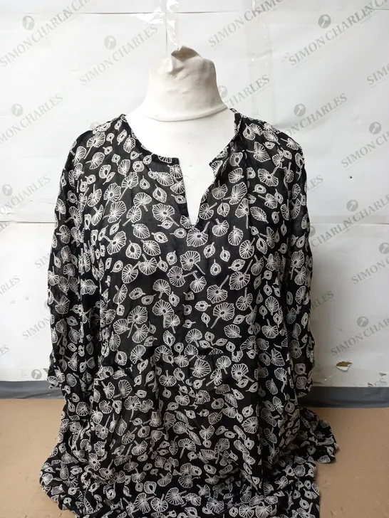 MASAI COPENHAGEN GAZAL TUNIC IN BLACK LEAVES SIZE 2XL 