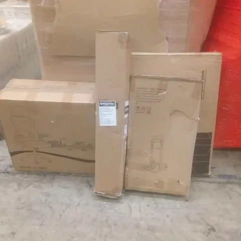 PALLET OF ASSORTED ITEMS INCLUDING OFFICE CHAIR, LUGGAGE TROLLEY CART, COMPUTER DESK