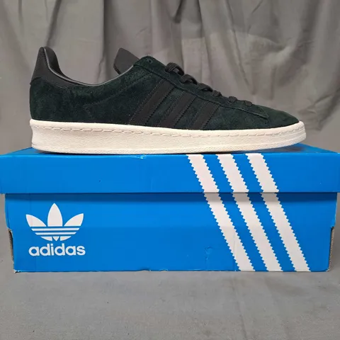 BOXED PAIR OF ADIDAS CAMPUS NP SHOES IN DARK GREEN/BLACK UK SIZE 8.5