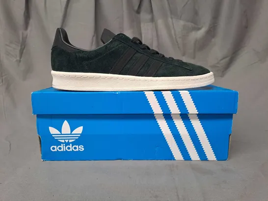 BOXED PAIR OF ADIDAS CAMPUS NP SHOES IN DARK GREEN/BLACK UK SIZE 8.5