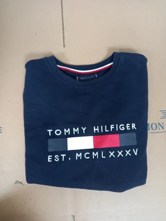 TOMMY HILFIGER PRINTED CREW NECK SWEATER IN NAVY SIZE UNSPECIFIED