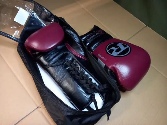 PACKAGED MAROON/BLACK BOXING GLOVES - SIZE 16OZ