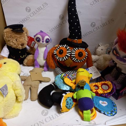 LOT OF ASSORTED STUFFED TEDDIES TO INCLUDE TROLLS, LAMAZE AND FROZEN