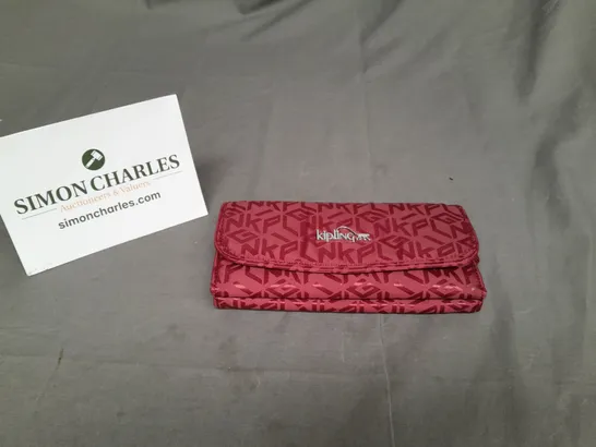 KIPLING MONEY PURSE IN RED JACQUARD 