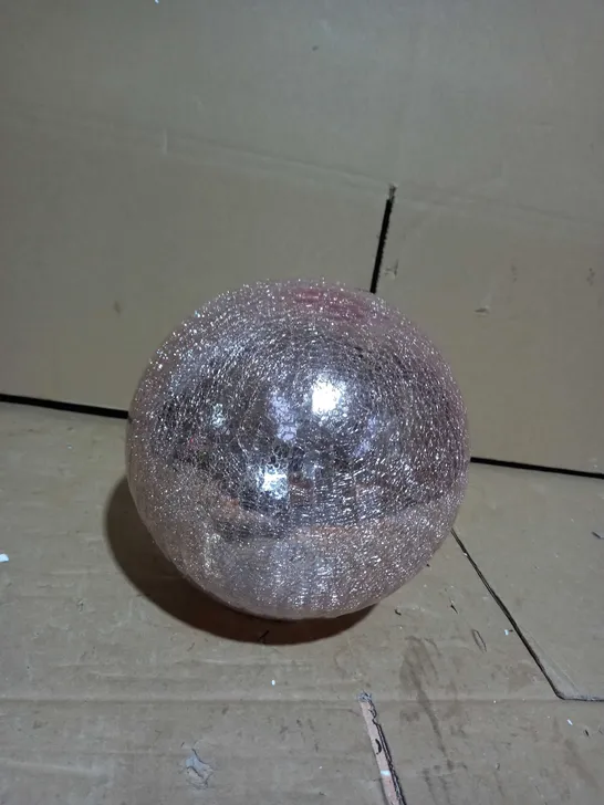 DESIGNER CRACKLE BLUSH PINK GLASS ORNAMENT 