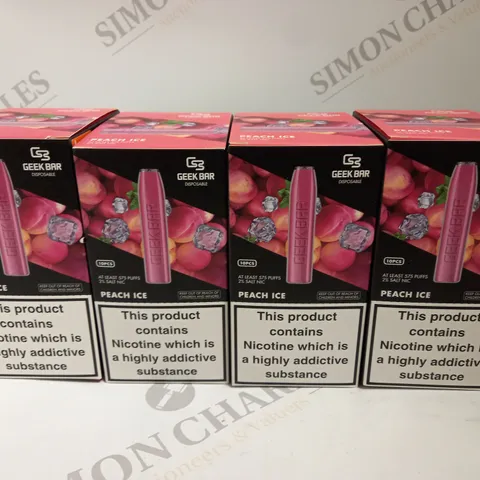 4 X BOXED (10 DISPOSABLES PER BOX) GEEK BAR DISPOSABLE VAPES - PEACH ICE