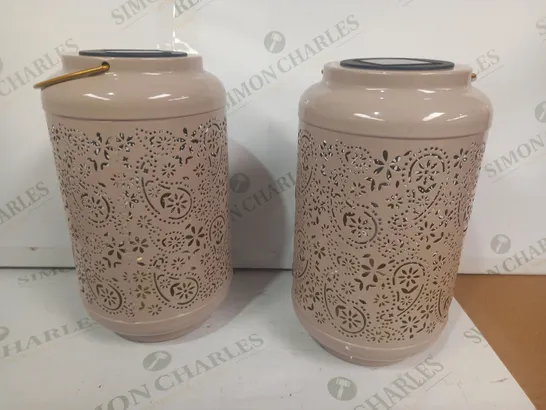 GARDEN REFLECTIONS SET OF 2 PATTERNED SOLAR LANTERNS