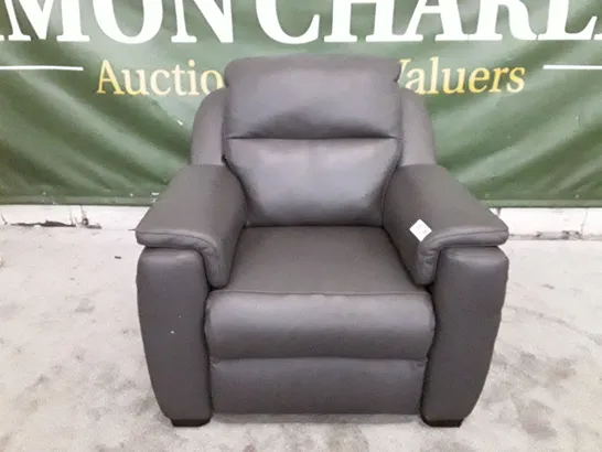 QUALITY ITALIAN DESIGNER PARMA NEW ELECTRIC RECLINER CHAIR -  DARK GREY LEATHER