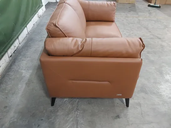 DESIGNER SASHA 2 SEATER TAN LEATHER SOFA