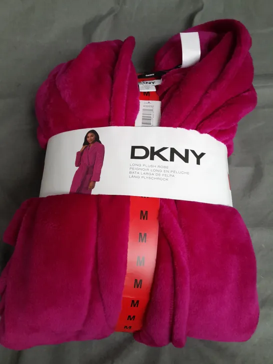 DKNY LONG PLUSH ROBE IN PINK - MEDIUM