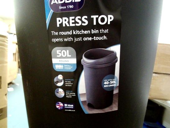 BOXED ADDIS PLASTIC 50LTR ROUND TOUCH TOP BIN RRP £37.99