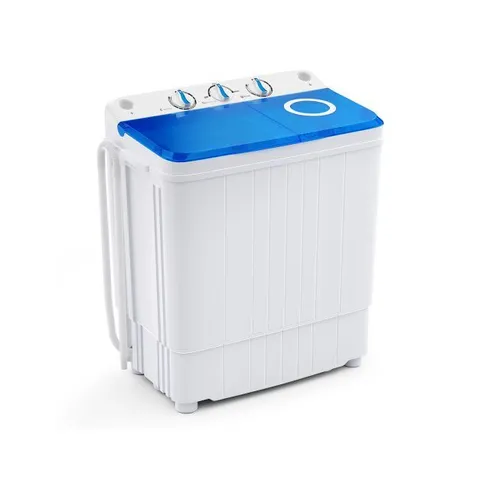 BOXED COSTWAY 4.5 KG PORTABLE WASHING MACHINE TWIN TUB LAUNDRY WASHER WITH DRAIN PUMP - BLUE