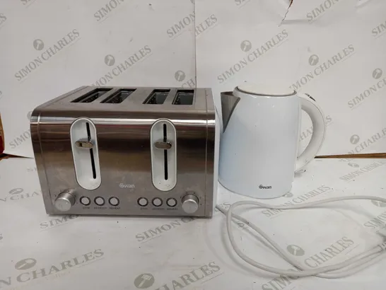 SWAN KETTLE & TOASTER 4-SLICE TWIN PACK - WHITE RRP £49.99