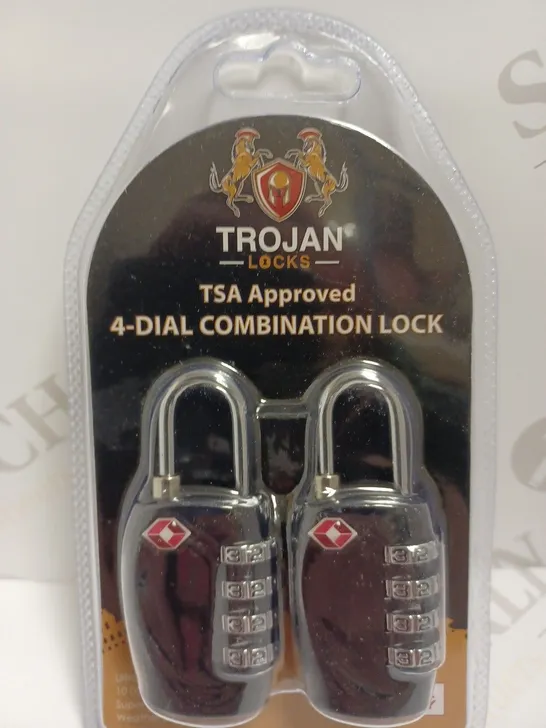 BOX OF APPROX 40 TROJAN TSA APPROVED 4-DIAL COMBINATION LOCK