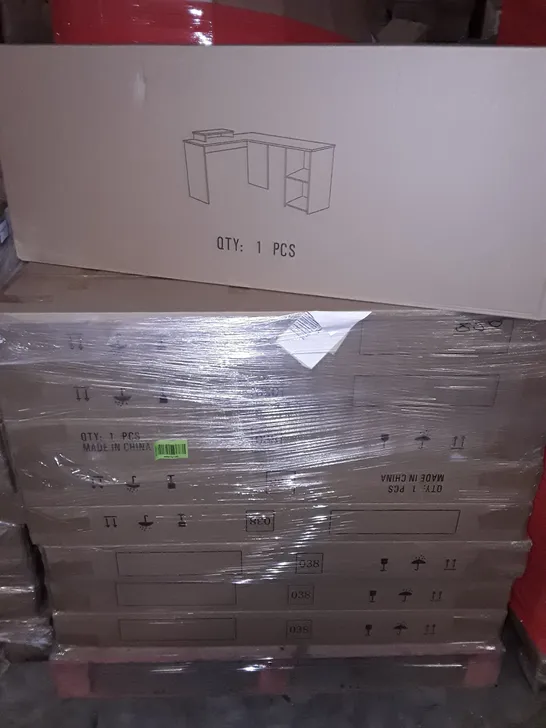 PALLET CONTAINING 18 BOXED L-SHAPED DESKS