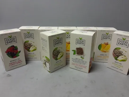 9 BOXED GOOD EARTH STES OF TEABAGS IN VARIOUS FLAVOURS