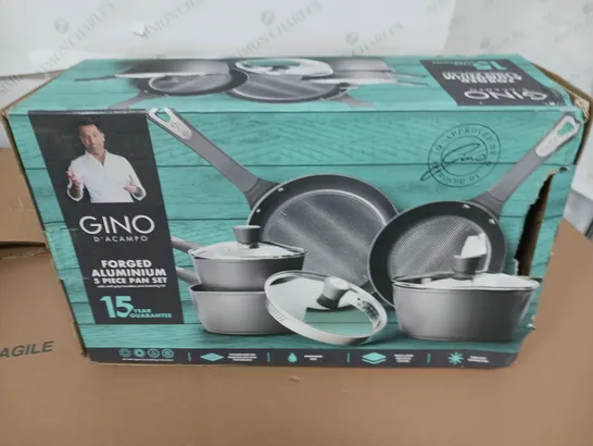 BOXED GINO D'ACAMPO FORGED ALUMINIUM 5 PIECE PAN SET 