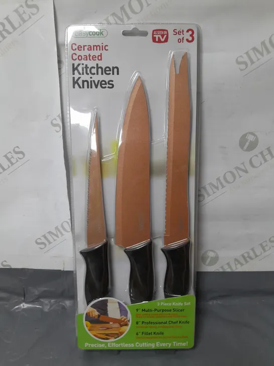 EASY COOK CERAMIC COATED KITCHEN KNIVES SET OF 3 - COLLECTION ONLY