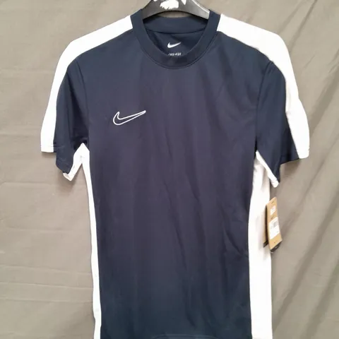 NIKE DRI-FIT TOP BLUE/WHITE SIZE SMALL