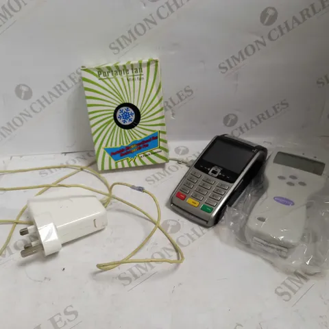 LOT OF APPROXIMATELY 10 ASSORTED ELECTRICAL ITEMS, TO INCLUDE CARD READER, IMAC CHARGER, CALIBRATION DEVICE, ETC