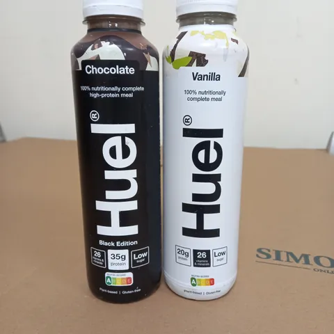 LOT OF 10 HUEL FOOD SUPPLEMENT DRINKS 500ML CHOCOLATE AND VANILLA FLAVOUR