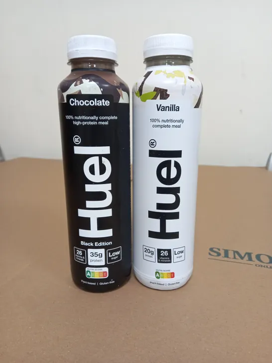 LOT OF 10 HUEL FOOD SUPPLEMENT DRINKS 500ML CHOCOLATE AND VANILLA FLAVOUR