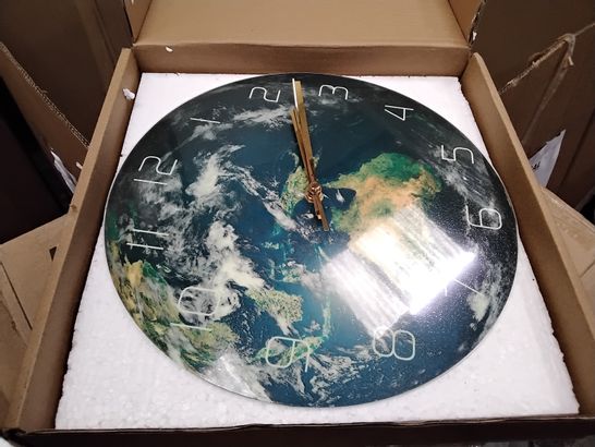 BOXED FLAT WALL HANG CLOCK WITH EARTH IMAGE