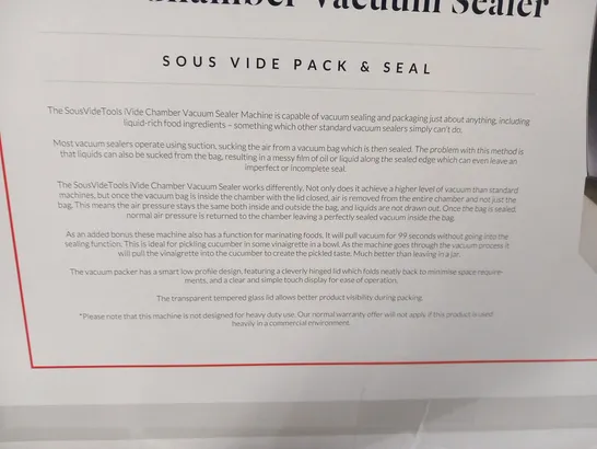 BRAND NEW BOXED SOUSVIDE IVIDE CHAMBER VACUUM SEALER SOUS VIDE PACK AND SEAL 