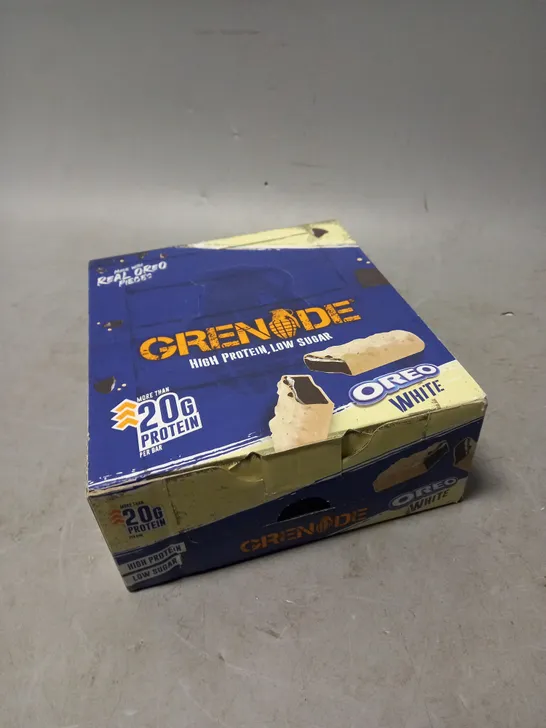 12 X SEALED GRENADE HIGH PROTEIN BARS - OREO WHITE