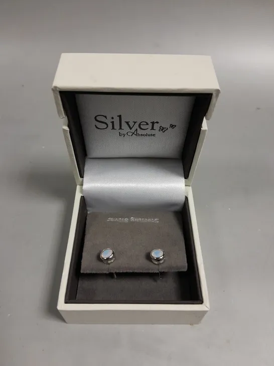 SILVER BY ABSOLUTE STONE STUD EARRINGS 