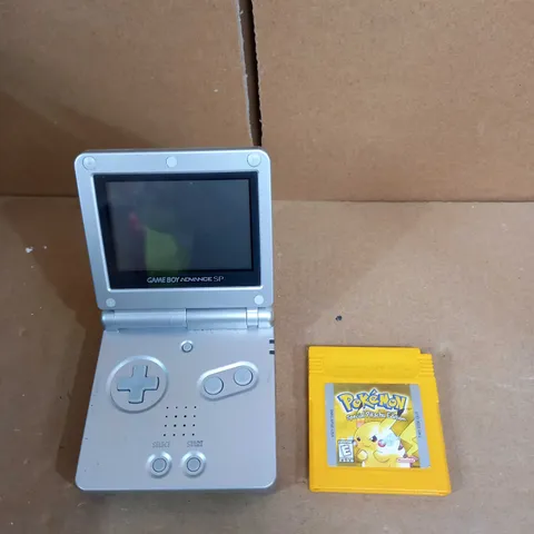 GAMEBOY ADVANCE SP (AGS-001) AND POKEMON PIKACHU EDITION GAMEBOY GAME