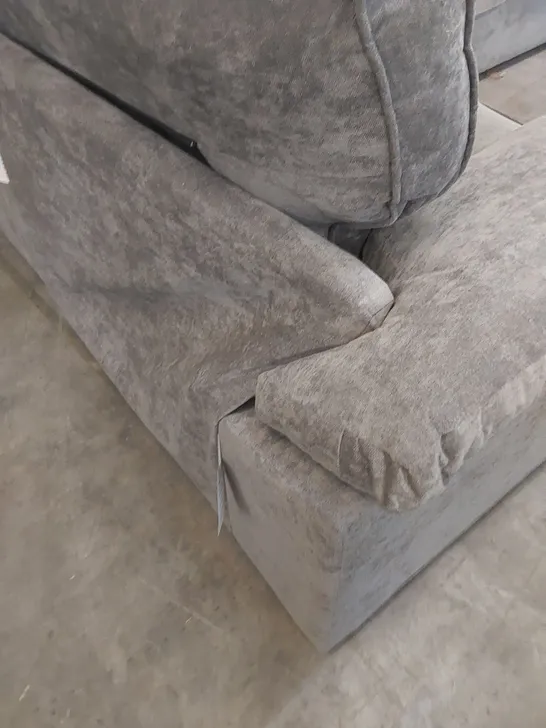 DESIGNER LARGE FABRIC UPHOLSTERED CORNER SOFA - GREY