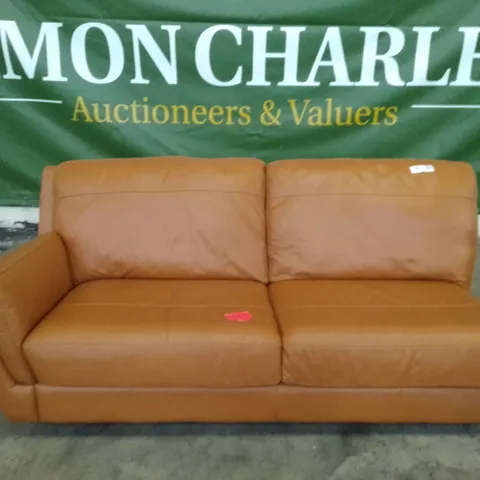 QUALITY DESIGNER RHF SOFA SECTION - BROWN LEATHER