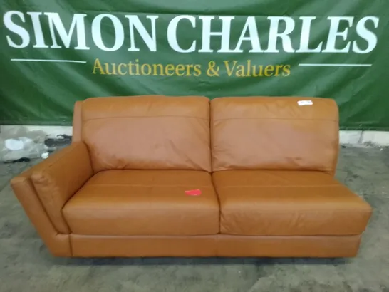 QUALITY DESIGNER RHF SOFA SECTION - BROWN LEATHER