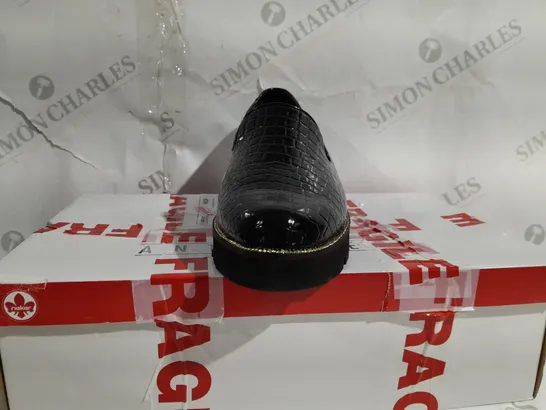 DUNE FLATFORM LOAFER BLACK CROCK SIZE 4 - BOXED 